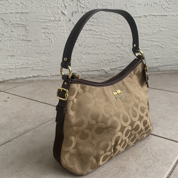 Coach Signature C Logo Satchel in Khaki Sateen with Mahogany Strapping - Picture 8 of 8